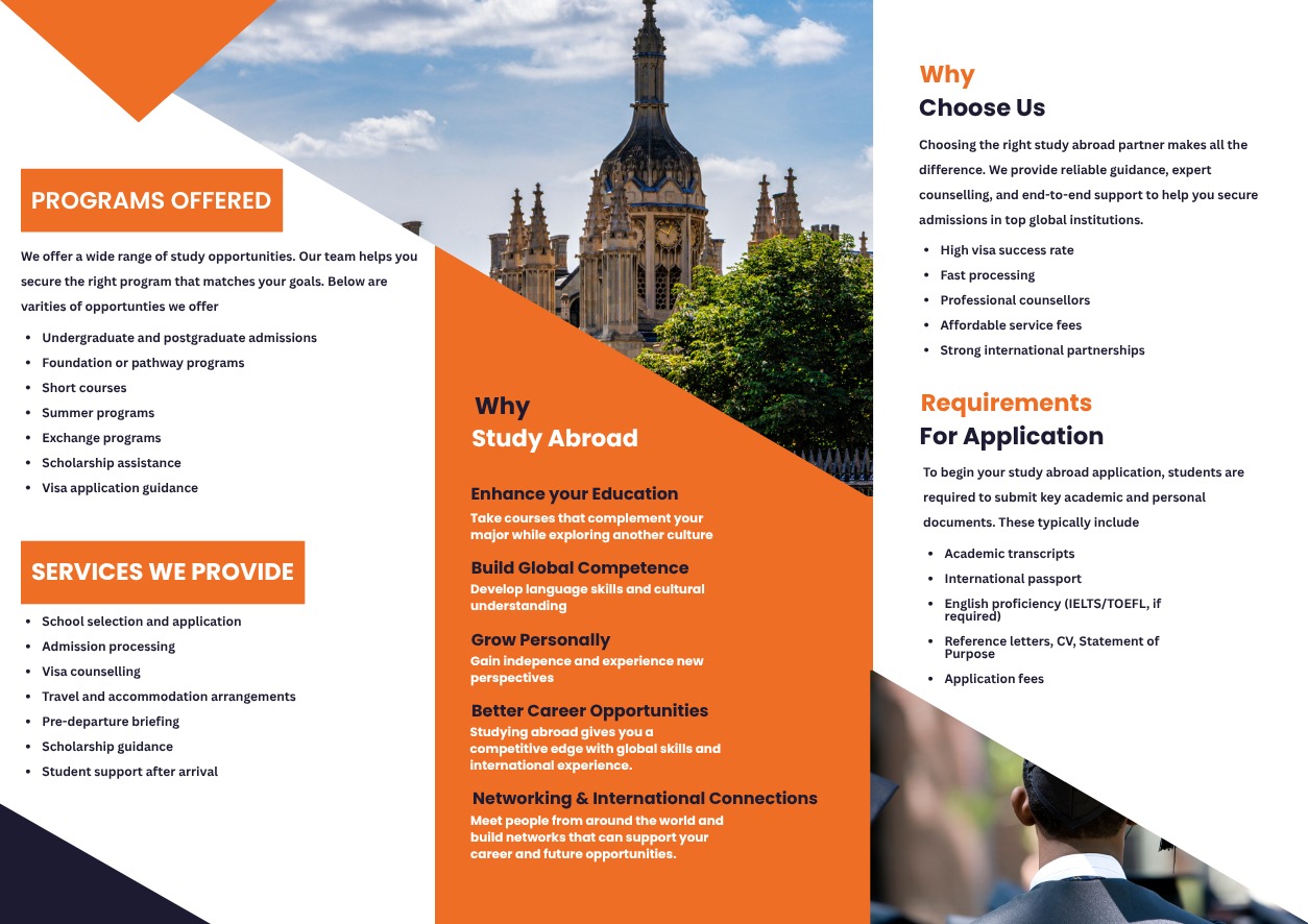 Study Abroad Tri-fold — Inner for AUF / UNIPASS